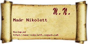 Maár Nikolett névjegykártya